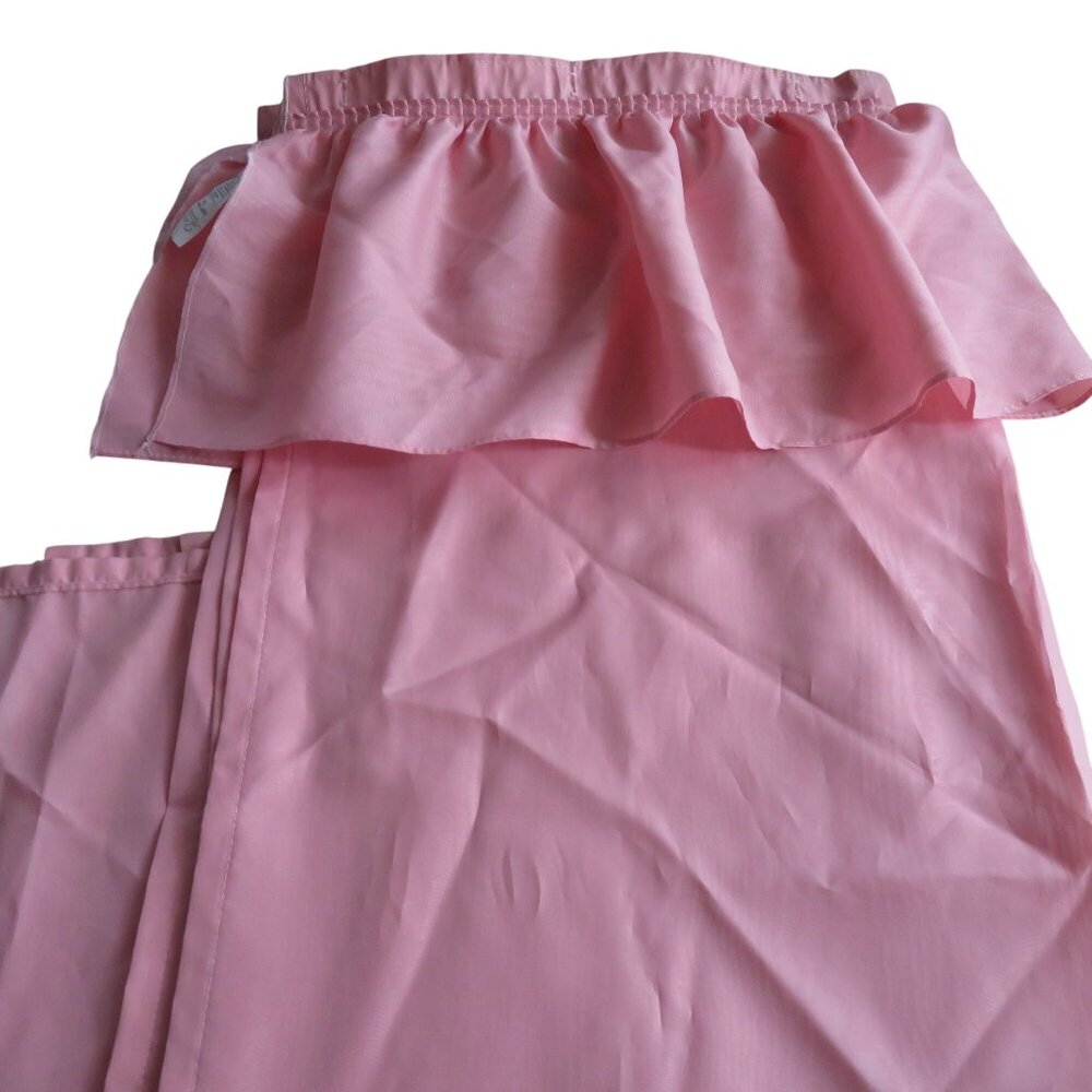 Vintage Dawson Pink Fabric Shower Curtain Ruffled Valance Shabby Chic USA Made